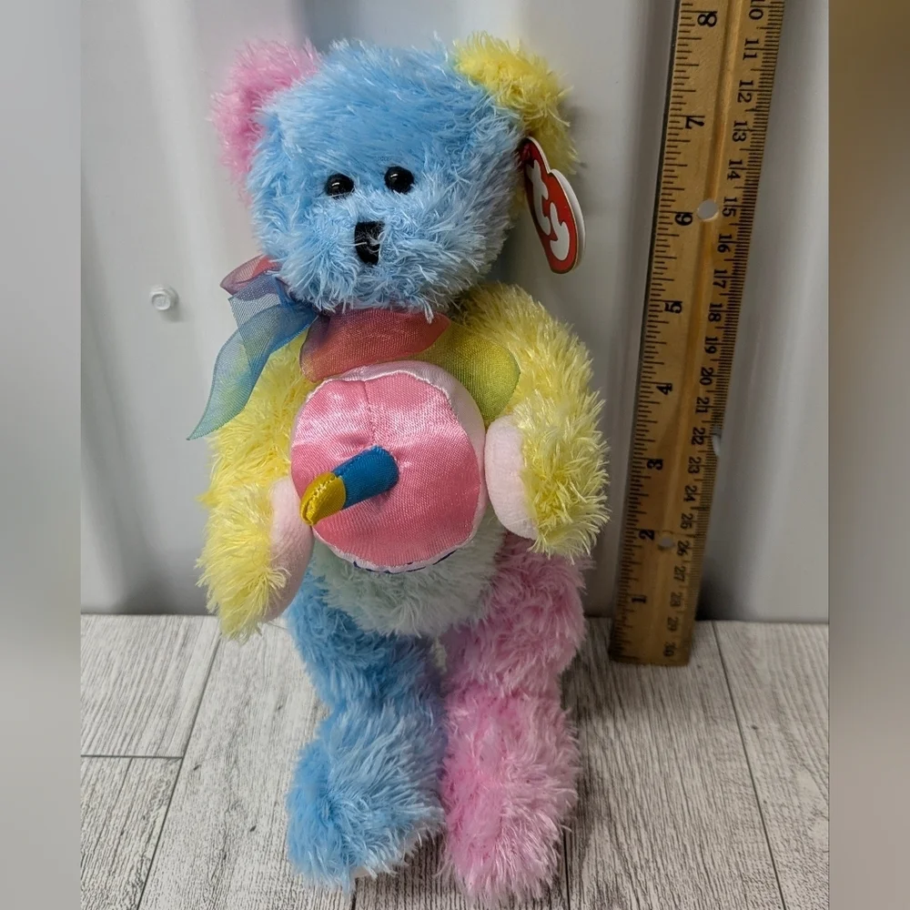 Ty Surprise Multicolor Plush Bear with Ribbon